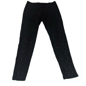 ELLE Black Floral Lace Leggings Women L All Sheer Sexy Whimsy Goth Witchy Vampy